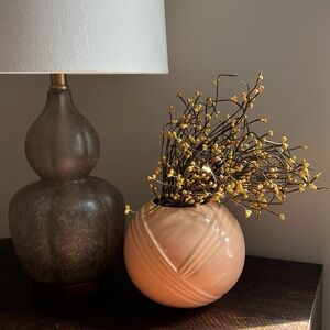 Art Deco Bulbous Shape Peach Ceramic Vase / Planter